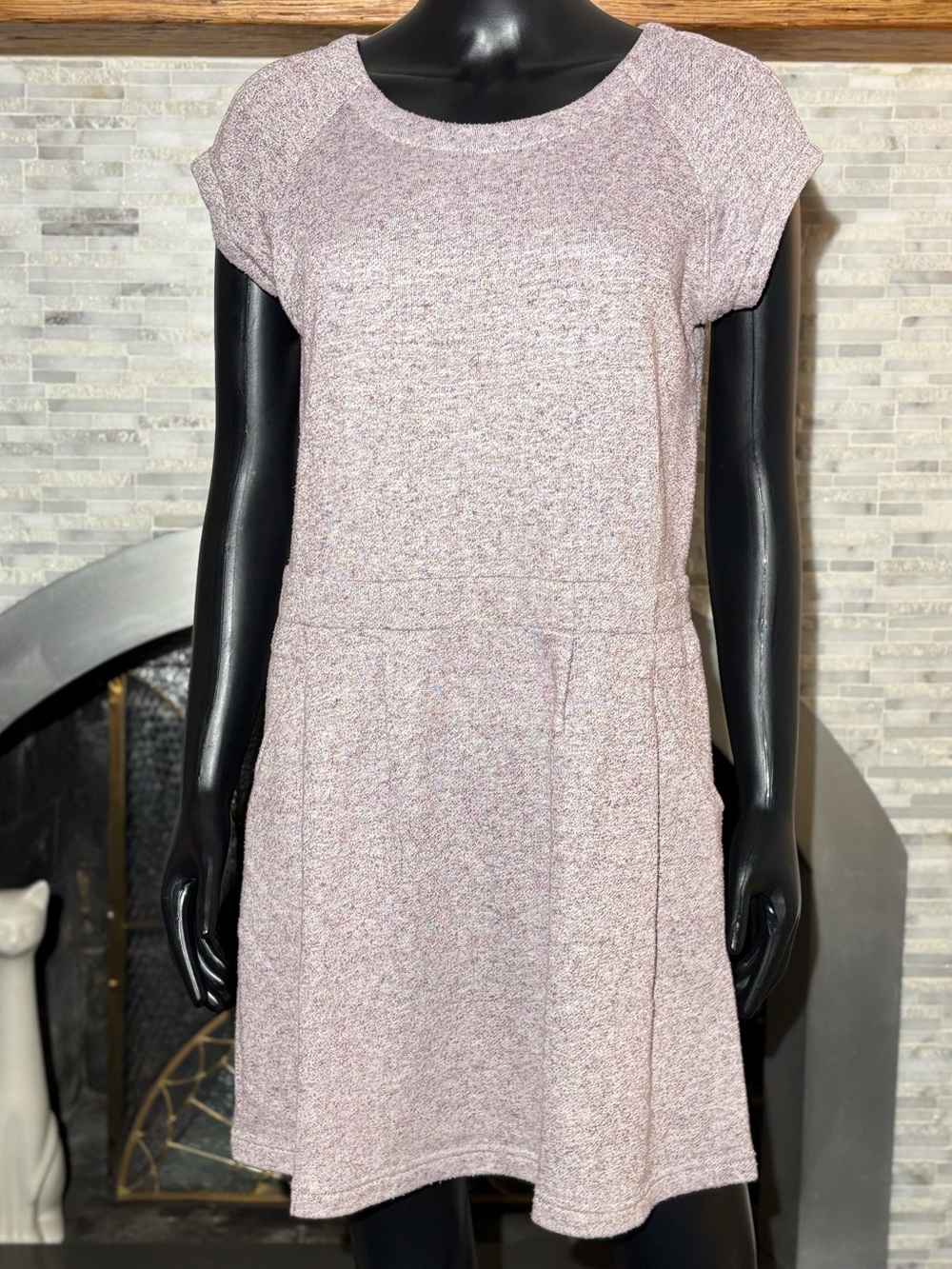 Lili's Closet Heathered Mauve Knit Sweatshirt Mini Dress - Size L